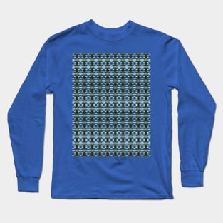 Psychedelic Blue White Green Geometry Pattern Long Sleeve T-Shirt